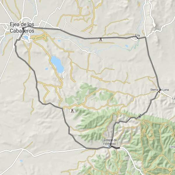 Map miniature of "Sierra de Luna Loop" cycling inspiration in Aragón, Spain. Generated by Tarmacs.app cycling route planner