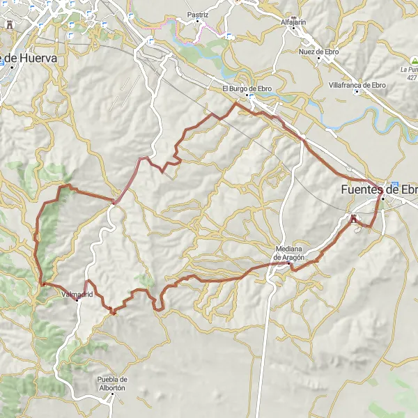 Miniatura mapy "Trasa przez Dolinę Ebro" - trasy rowerowej w Aragón, Spain. Wygenerowane przez planer tras rowerowych Tarmacs.app