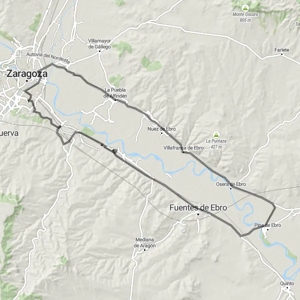 Miniatura mapy "Szlak Road przez Doliny" - trasy rowerowej w Aragón, Spain. Wygenerowane przez planer tras rowerowych Tarmacs.app