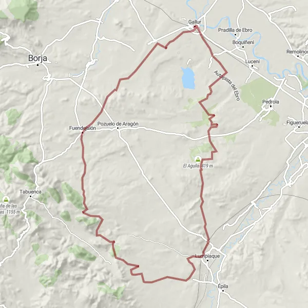 Miniatuurkaart van de fietsinspiratie "Atalaya Gravelroute" in Aragón, Spain. Gemaakt door de Tarmacs.app fietsrouteplanner