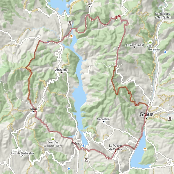 Miniaturní mapa "Gravel cyklistická trasa Corazón de Jesús" inspirace pro cyklisty v oblasti Aragón, Spain. Vytvořeno pomocí plánovače tras Tarmacs.app