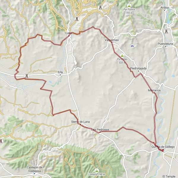 Karten-Miniaturansicht der Radinspiration "Abenteuerliche Tour durch Aragonien" in Aragón, Spain. Erstellt vom Tarmacs.app-Routenplaner für Radtouren