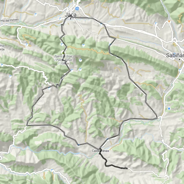 Map miniature of "Exploring the Countryside and Historic Sites" cycling inspiration in Aragón, Spain. Generated by Tarmacs.app cycling route planner