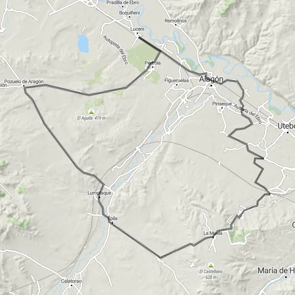Miniatura mapy "Runda Szosowa La Muela - Pozuelo de Aragón" - trasy rowerowej w Aragón, Spain. Wygenerowane przez planer tras rowerowych Tarmacs.app