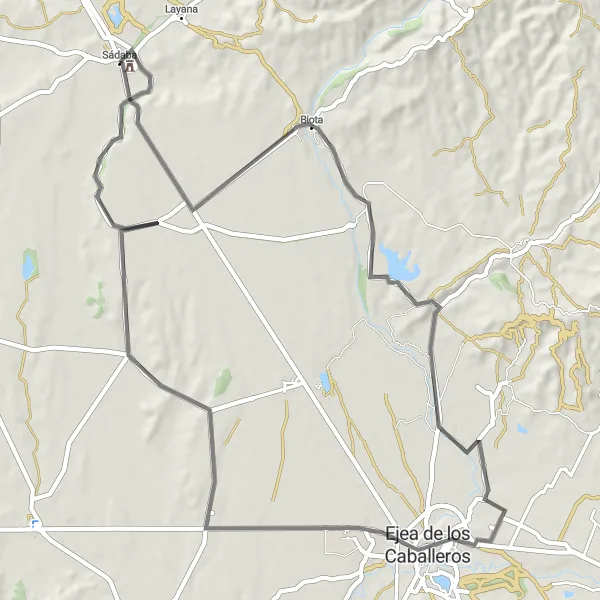 Karten-Miniaturansicht der Radinspiration "Roadtrip nach Biota" in Aragón, Spain. Erstellt vom Tarmacs.app-Routenplaner für Radtouren