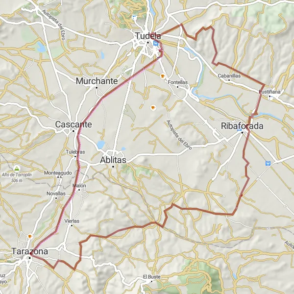 Miniaturní mapa "Štěrkový okruh kolem Tarazony" inspirace pro cyklisty v oblasti Aragón, Spain. Vytvořeno pomocí plánovače tras Tarmacs.app