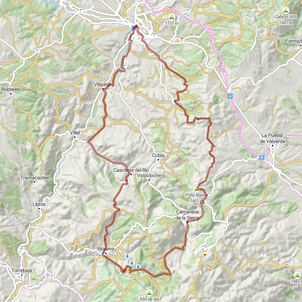 Miniatua del mapa de inspiración ciclista "Ruta en Bicicleta de Grava por las Montañas de Teruel" en Aragón, Spain. Generado por Tarmacs.app planificador de rutas ciclistas