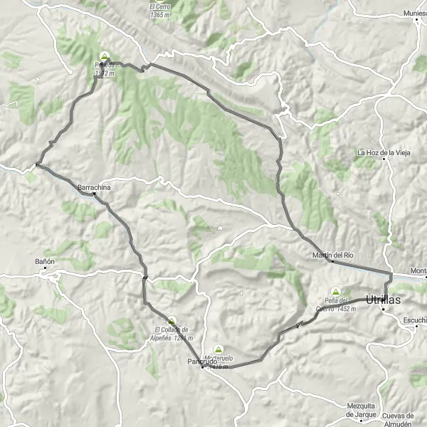 Miniatuurkaart van de fietsinspiratie "Wegroute naar Utrillas" in Aragón, Spain. Gemaakt door de Tarmacs.app fietsrouteplanner