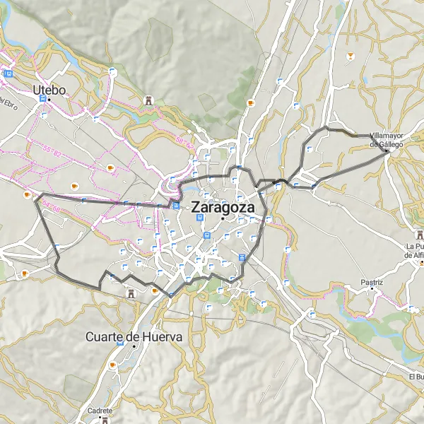 Miniature de la carte de l'inspiration cycliste "Circuit de Santa Isabel et Atalaya" dans la Aragón, Spain. Générée par le planificateur d'itinéraire cycliste Tarmacs.app
