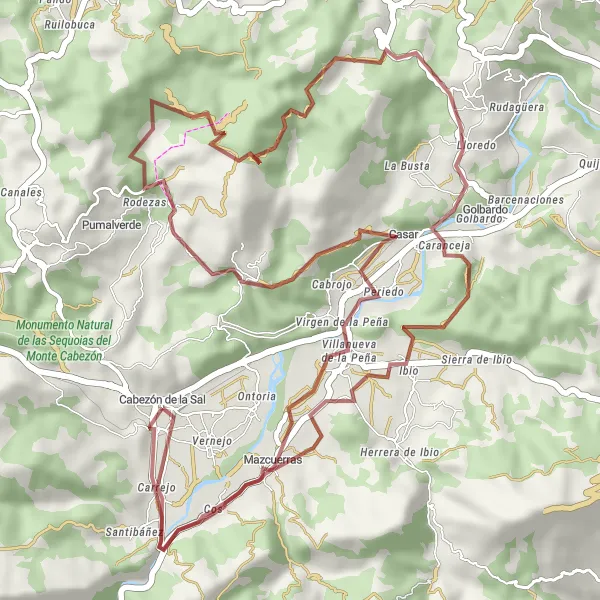 Miniatuurkaart van de fietsinspiratie "Gravelroute door de natuur van Cantabria" in Cantabria, Spain. Gemaakt door de Tarmacs.app fietsrouteplanner