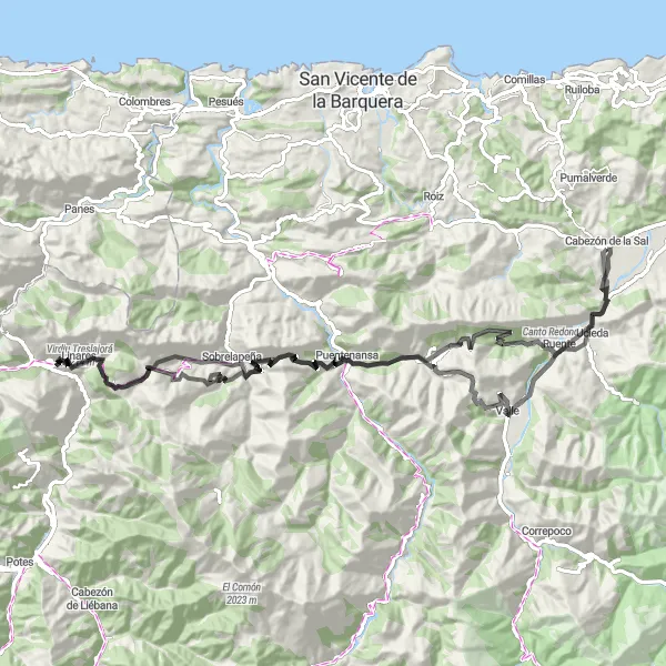 Miniature de la carte de l'inspiration cycliste "Aventure dans les montagnes de Cantabrie" dans la Cantabria, Spain. Générée par le planificateur d'itinéraire cycliste Tarmacs.app