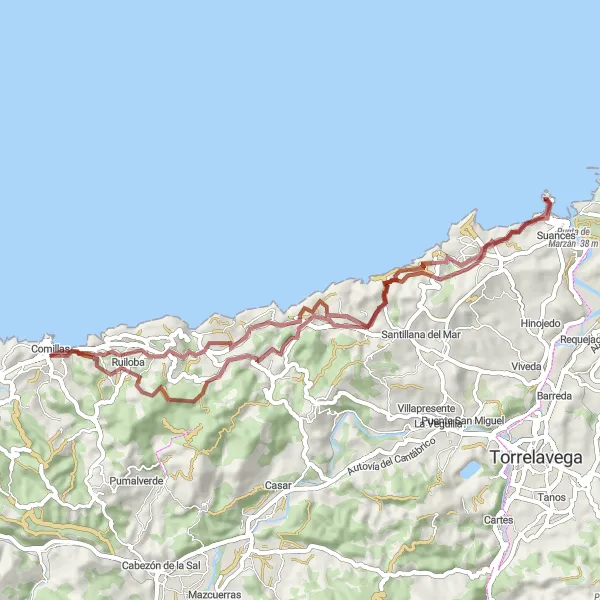 Miniatua del mapa de inspiración ciclista "Ruta de Gravilla y Miradores" en Cantabria, Spain. Generado por Tarmacs.app planificador de rutas ciclistas