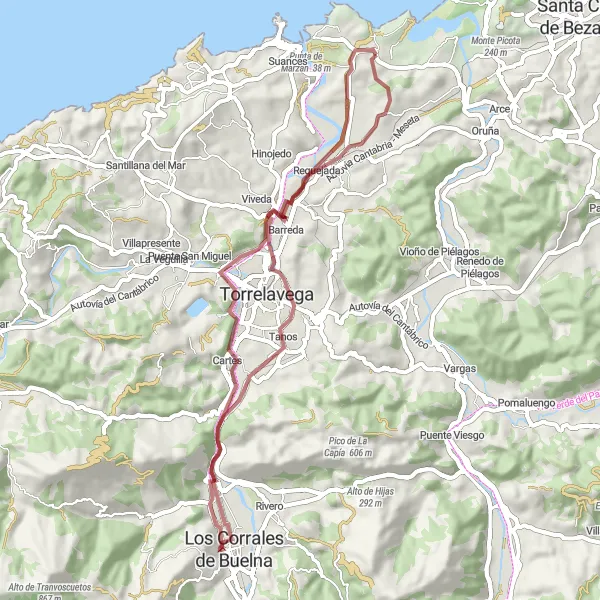 Miniaturní mapa "Gravel Ruta Cudón – Jerrapiel – Barros" inspirace pro cyklisty v oblasti Cantabria, Spain. Vytvořeno pomocí plánovače tras Tarmacs.app