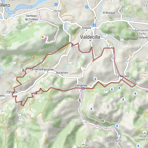Miniaturní mapa "Gravelová exkurze kousek od Penagos" inspirace pro cyklisty v oblasti Cantabria, Spain. Vytvořeno pomocí plánovače tras Tarmacs.app