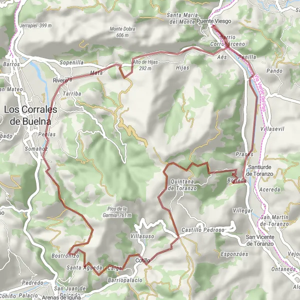 Miniatura mapy "Trasa gravelowa Puente Viesgo - Calga" - trasy rowerowej w Cantabria, Spain. Wygenerowane przez planer tras rowerowych Tarmacs.app