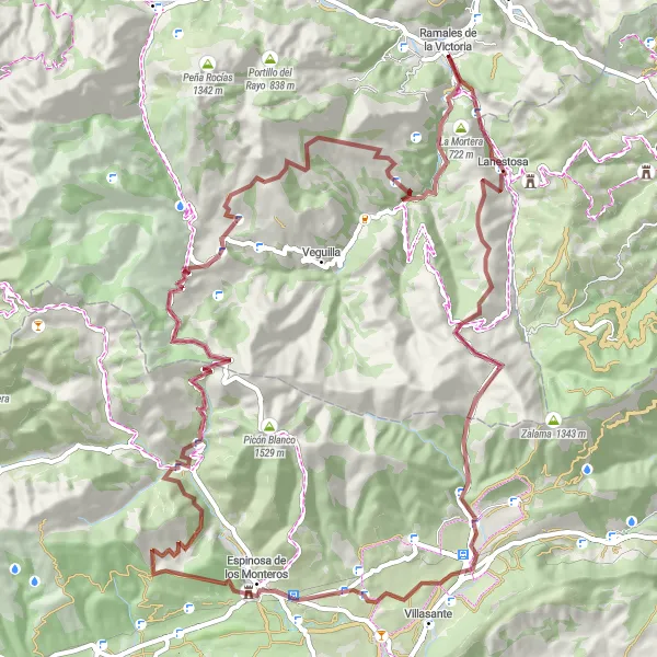 Miniatura della mappa di ispirazione al ciclismo "Esplorazione in gravel tra le montagne di Cantabria" nella regione di Cantabria, Spain. Generata da Tarmacs.app, pianificatore di rotte ciclistiche