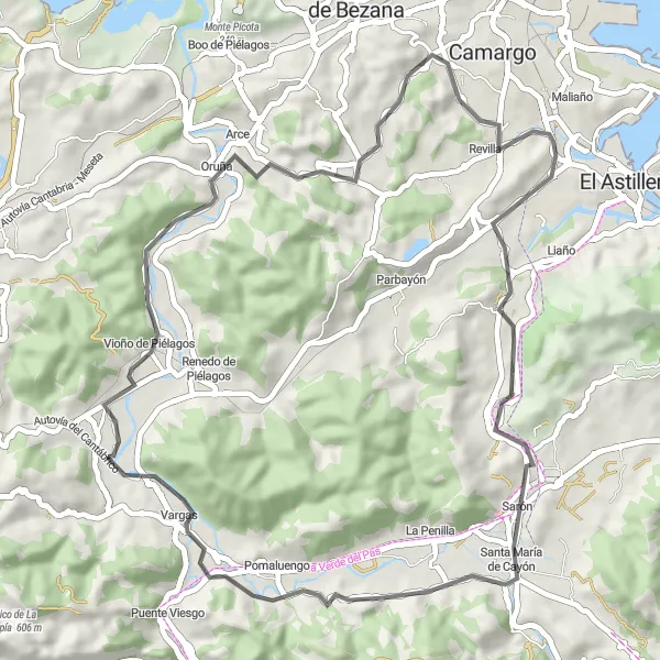 Karten-Miniaturansicht der Radinspiration "Kurze Radtour durch die Region" in Cantabria, Spain. Erstellt vom Tarmacs.app-Routenplaner für Radtouren