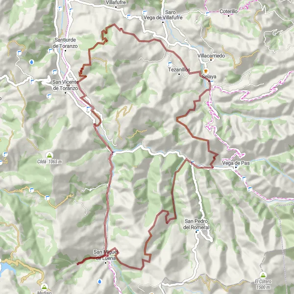 Map miniature of "The Ultimate Gravel Adventure: Candolías, Coto Alisas, Selviejo, and Rasillo" cycling inspiration in Cantabria, Spain. Generated by Tarmacs.app cycling route planner