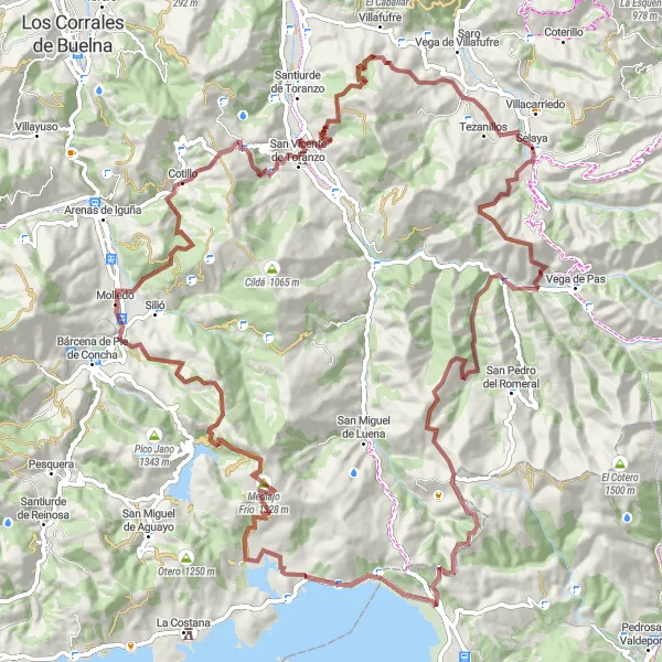 Karten-Miniaturansicht der Radinspiration "Entdecken Sie die Berge von Cantabria" in Cantabria, Spain. Erstellt vom Tarmacs.app-Routenplaner für Radtouren