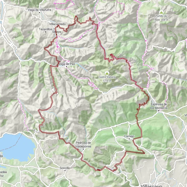 Map miniature of "Selaya Gravel Expedition" cycling inspiration in Cantabria, Spain. Generated by Tarmacs.app cycling route planner