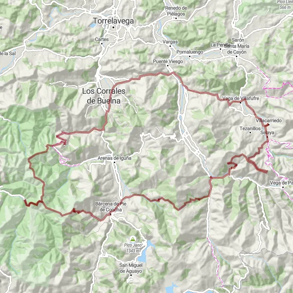 Miniaturní mapa "Trasa kolem Bárcena Mayor" inspirace pro cyklisty v oblasti Cantabria, Spain. Vytvořeno pomocí plánovače tras Tarmacs.app