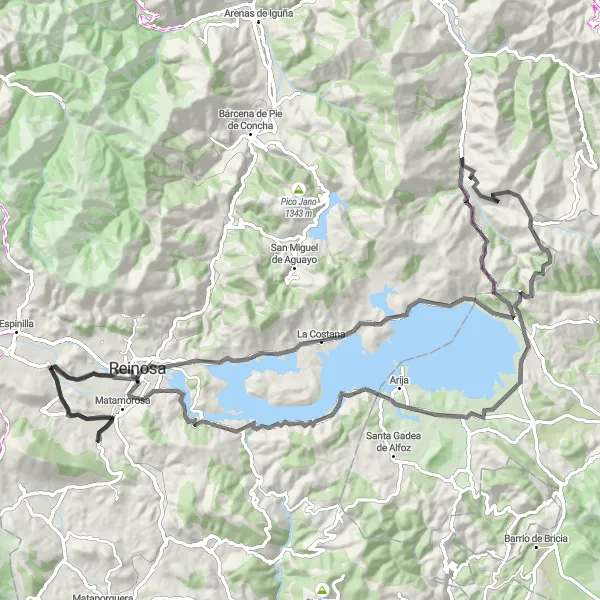 Miniatura mapy "Trasa szosowa od Villaescusa" - trasy rowerowej w Cantabria, Spain. Wygenerowane przez planer tras rowerowych Tarmacs.app