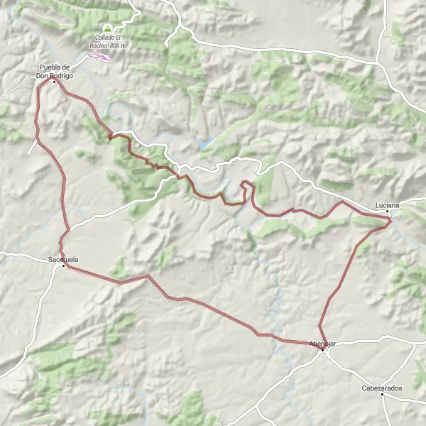 Map miniature of "Discover Rural Charm" cycling inspiration in Castilla-La Mancha, Spain. Generated by Tarmacs.app cycling route planner