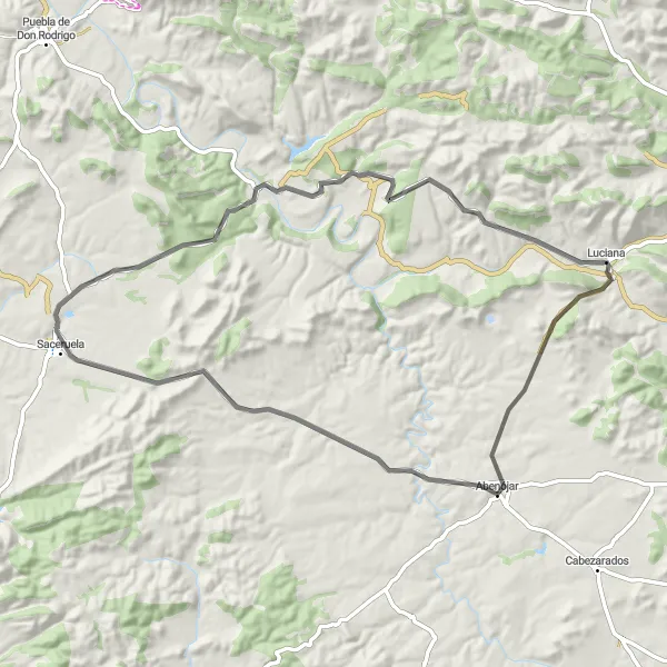 Map miniature of "Abenójar Loop" cycling inspiration in Castilla-La Mancha, Spain. Generated by Tarmacs.app cycling route planner