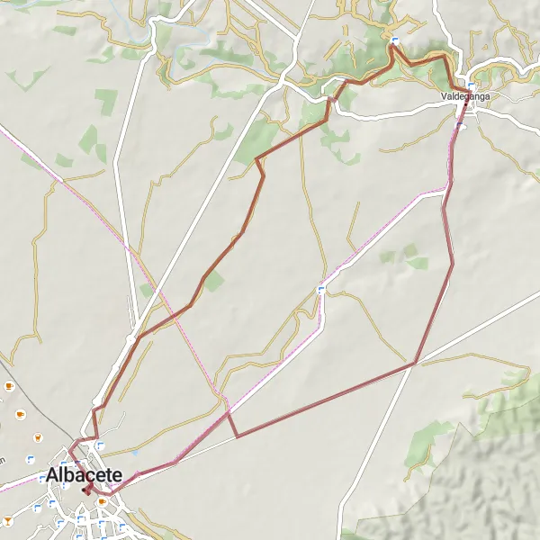 Miniatuurkaart van de fietsinspiratie "Grind Fietsroute rond Albacete" in Castilla-La Mancha, Spain. Gemaakt door de Tarmacs.app fietsrouteplanner