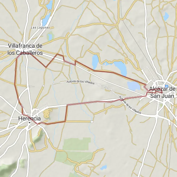 Miniatura mapy "Przejażdżka przez Villafranca de los Caballeros" - trasy rowerowej w Castilla-La Mancha, Spain. Wygenerowane przez planer tras rowerowych Tarmacs.app