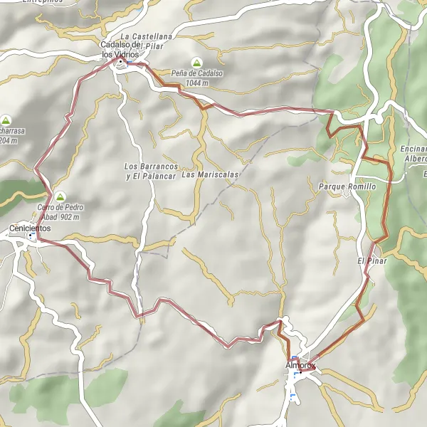 Miniatua del mapa de inspiración ciclista "Aventura Gravel en Cenicientos" en Castilla-La Mancha, Spain. Generado por Tarmacs.app planificador de rutas ciclistas