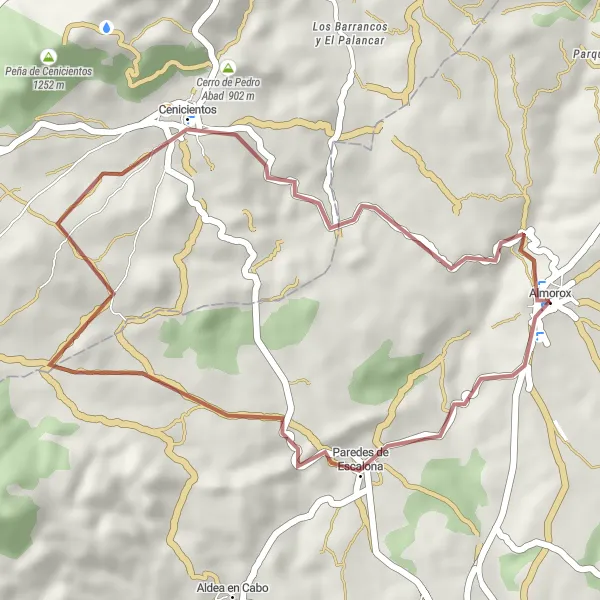 Miniatua del mapa de inspiración ciclista "Ruta corta por los alrededores de Almorox" en Castilla-La Mancha, Spain. Generado por Tarmacs.app planificador de rutas ciclistas