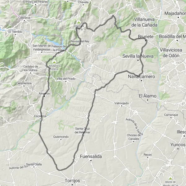 Miniatura mapy "Trasa Almorox - Maqueda - Almorox" - trasy rowerowej w Castilla-La Mancha, Spain. Wygenerowane przez planer tras rowerowych Tarmacs.app