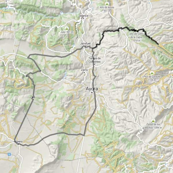 Map miniature of "Adventurous Road Cycling Route with Scenic Beauty" cycling inspiration in Castilla-La Mancha, Spain. Generated by Tarmacs.app cycling route planner