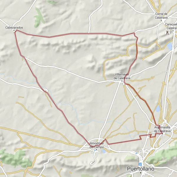 Map miniature of "Almadóvar del Campo Loop" cycling inspiration in Castilla-La Mancha, Spain. Generated by Tarmacs.app cycling route planner