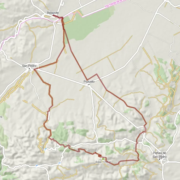 Miniatura mapy "Trasa Szlakiem Historii i Przyrody" - trasy rowerowej w Castilla-La Mancha, Spain. Wygenerowane przez planer tras rowerowych Tarmacs.app