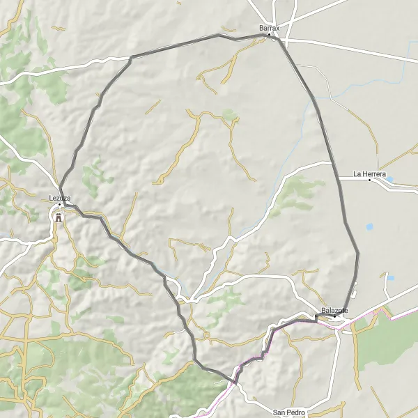 Map miniature of "Balazote Loop" cycling inspiration in Castilla-La Mancha, Spain. Generated by Tarmacs.app cycling route planner