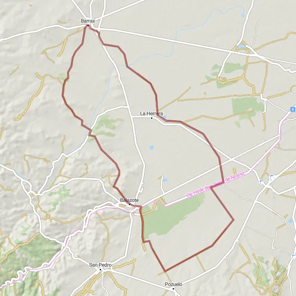 Map miniature of "Off the Beaten Path: Rural Gravel Exploration" cycling inspiration in Castilla-La Mancha, Spain. Generated by Tarmacs.app cycling route planner