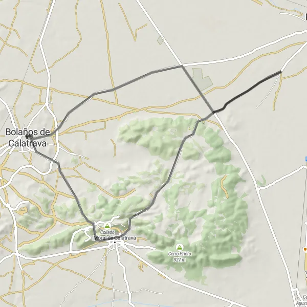 Map miniature of "Countryside and Historic Sightseeing" cycling inspiration in Castilla-La Mancha, Spain. Generated by Tarmacs.app cycling route planner