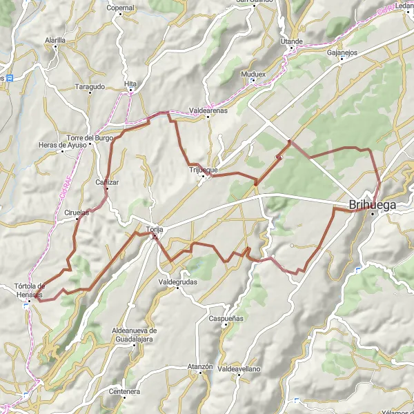 Map miniature of "Valdesaz and Mirador Excursion" cycling inspiration in Castilla-La Mancha, Spain. Generated by Tarmacs.app cycling route planner