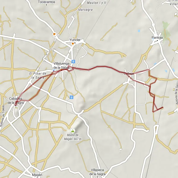 Miniatura mapy "Przejażdżka do Cobeja" - trasy rowerowej w Castilla-La Mancha, Spain. Wygenerowane przez planer tras rowerowych Tarmacs.app
