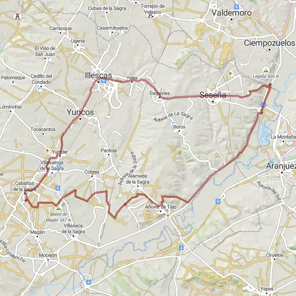 Map miniature of "Gravel Adventure" cycling inspiration in Castilla-La Mancha, Spain. Generated by Tarmacs.app cycling route planner