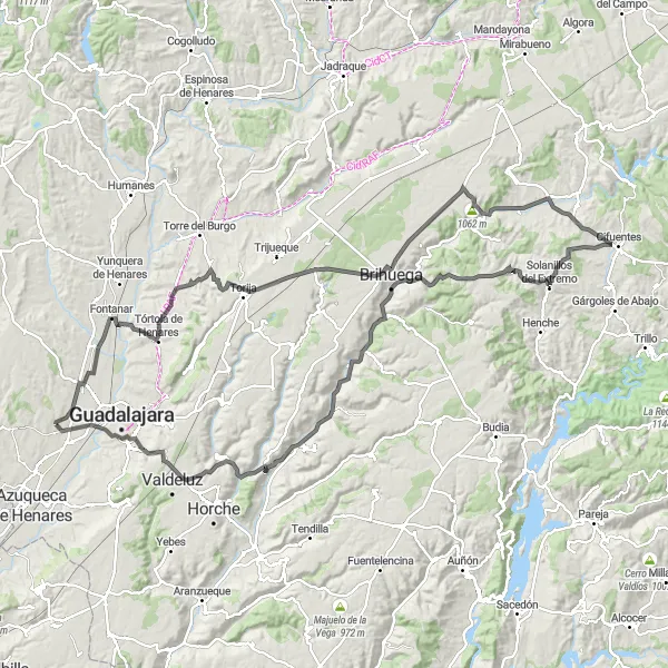 Miniatura mapy "Wyzwanie wśród górskich szlaków" - trasy rowerowej w Castilla-La Mancha, Spain. Wygenerowane przez planer tras rowerowych Tarmacs.app