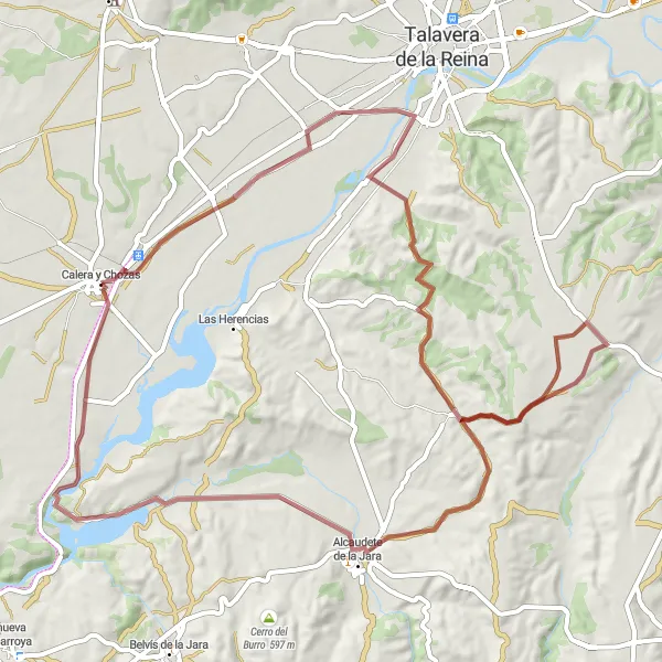 Miniatura mapy "Trasa Szot - Calera y Chozas - Puente del Arroyo Bárrago - Alcaudete de la Jara" - trasy rowerowej w Castilla-La Mancha, Spain. Wygenerowane przez planer tras rowerowych Tarmacs.app