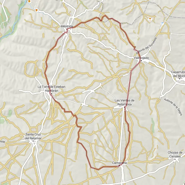 Miniatuurkaart van de fietsinspiratie "Rondrit van Camarena naar Las Ventas de Retamosa" in Castilla-La Mancha, Spain. Gemaakt door de Tarmacs.app fietsrouteplanner