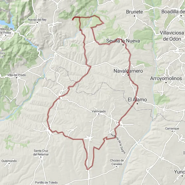 Miniatua del mapa de inspiración ciclista "Ruta del Castillo de Casarrubios del Monte" en Castilla-La Mancha, Spain. Generado por Tarmacs.app planificador de rutas ciclistas