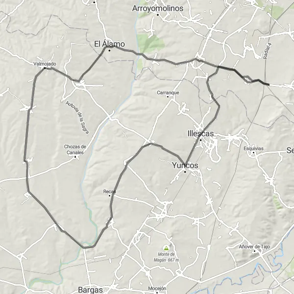 Map miniature of "Retamosa Castle Loop" cycling inspiration in Castilla-La Mancha, Spain. Generated by Tarmacs.app cycling route planner