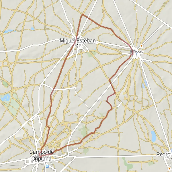 Miniatua del mapa de inspiración ciclista "Ruta de los Paisajes Rurales" en Castilla-La Mancha, Spain. Generado por Tarmacs.app planificador de rutas ciclistas