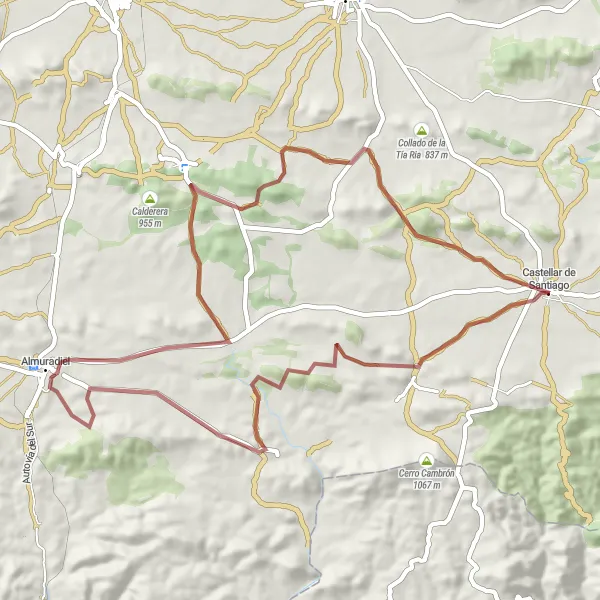 Map miniature of "Gravel Valley Escape" cycling inspiration in Castilla-La Mancha, Spain. Generated by Tarmacs.app cycling route planner