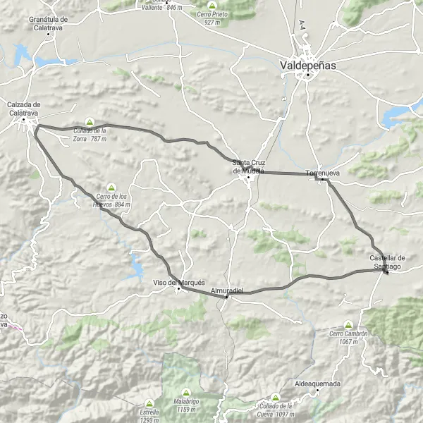 Map miniature of "Sierra Escapade" cycling inspiration in Castilla-La Mancha, Spain. Generated by Tarmacs.app cycling route planner